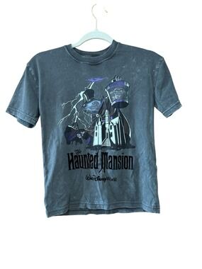 Disney Haunted Mansion Kids Short Sleeve Tee - Charcoal with Purple Accents
